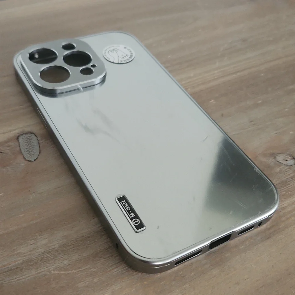 📱 iPhone 14 Pro Max Metal Luxury Case – Silver Polished Finish, NWT phone case